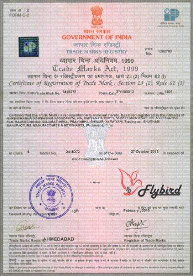 About_Certificate_teadeMark FLYBIRDINDIA